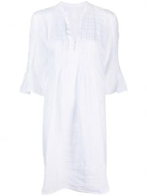 Drapované ľanové šaty 120% Lino biela