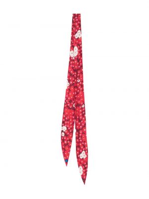 Květinový hedvábný šál skinny fit Lanvin červený