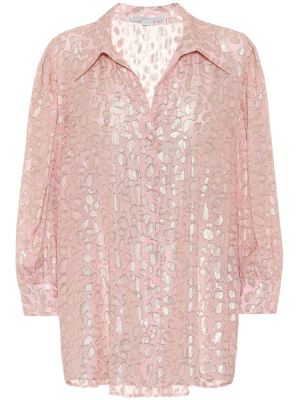 Копринена блуза с леопардов принт Stella Mccartney розово