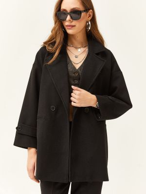 Oversized παλτό με τσέπες Olalook μαύρο