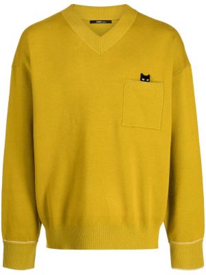 Пуловер с v-образно деколте с джобове Zzero By Songzio зелено