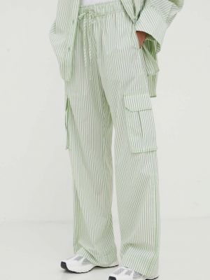 Proste spodnie z wysoką talią bawełniane Stine Goya zielone