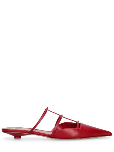 Papuci tip mules din piele Valentino Garavani roșu