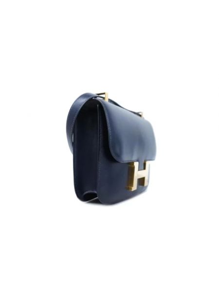 Torba na ramię skórzana Hermès Vintage niebieska