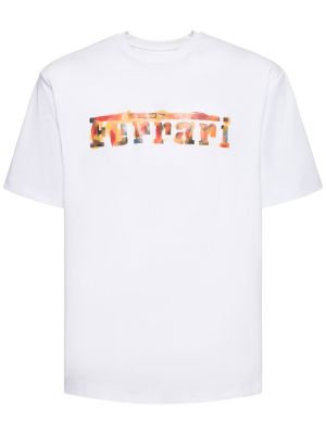 Oversize памучна тениска от джърси Ferrari бяло