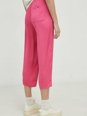 Jednobarevné kalhoty s vysokým pasem American Vintage růžové