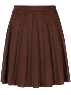 Plisované pletené mini sukně Sandro hnědé