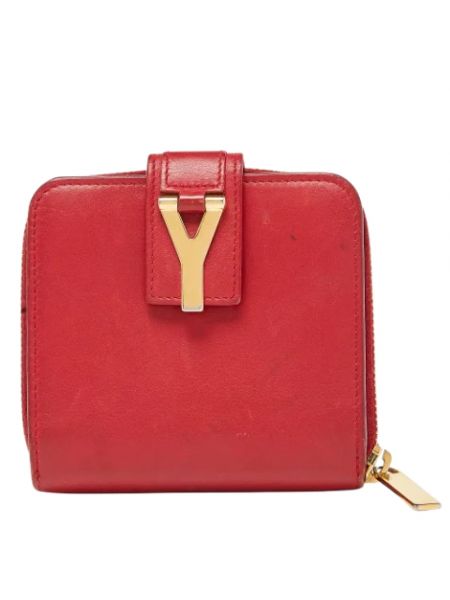 Portfel skórzany retro Yves Saint Laurent Vintage czerwony