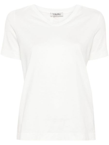 Haftowana koszulka bawełniana S Max Mara biała
