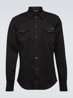 Medvilninė siuvinėta marškiniai Dolce&gabbana juoda