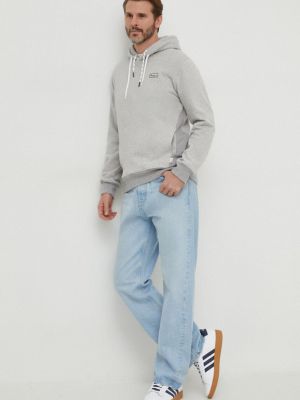 Pamučna hoodie s kapuljačom s melange uzorkom Pepe Jeans siva