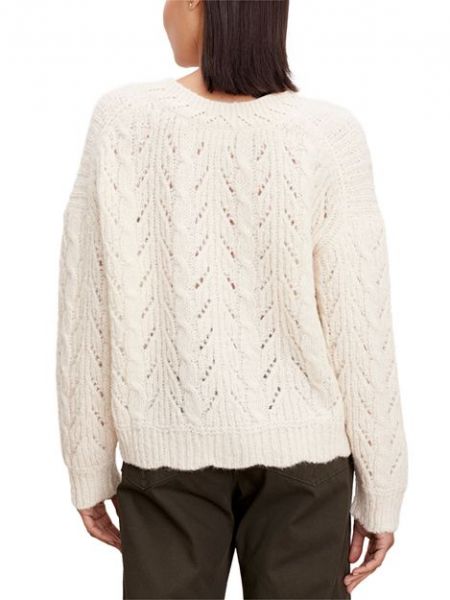Бархатный свитер с v-образным вырезом Velvet By Graham & Spencer белый