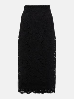 Spódnica midi z wysoką talią koronkowa Dolce&gabbana czarna
