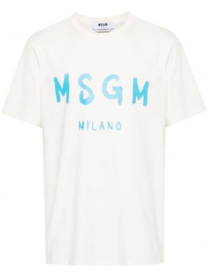 Памучна тениска с принт Msgm бежово