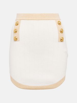 Mini falda de punto Balmain blanco