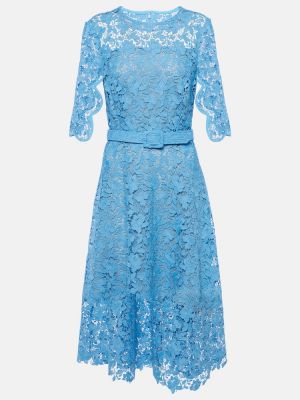 Sukienka midi koronkowa Oscar De La Renta niebieska