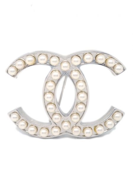 Sagė su perlais Chanel Pre-owned sidabrinė