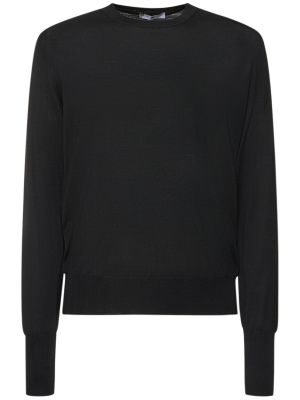 Suéter de lana de punto de cuello redondo Pt Torino negro