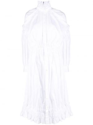 Pamučna midi haljina s volanima Noir Kei Ninomiya bijela