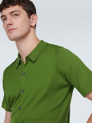 Памучна риза John Smedley зелено