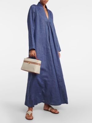 Robe longue en lin Loro Piana bleu