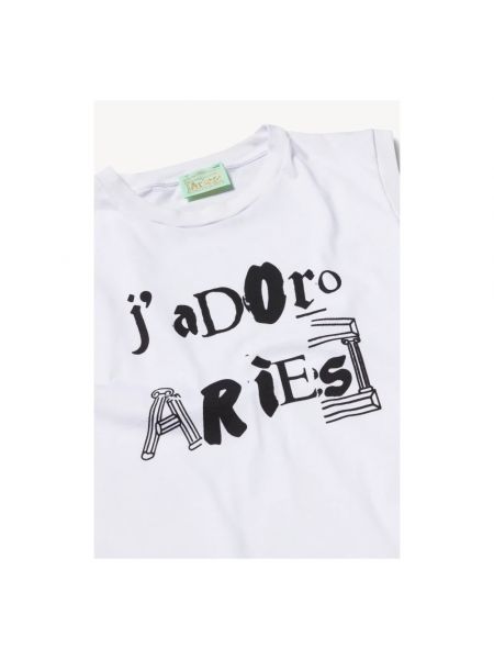 Camiseta de algodón con estampado Aries blanco