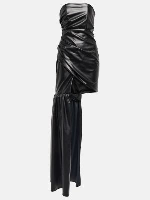 Usnjena dolga obleka iz umetnega usnja David Koma črna