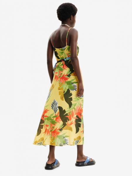 Kleid mit tropischem muster Desigual gelb