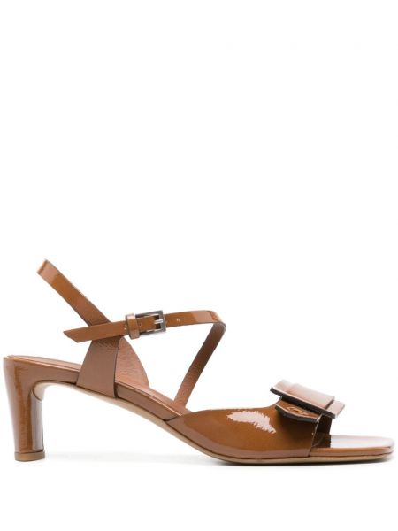 Kožené sandále s hranatými špičkami Del Carlo hnedá