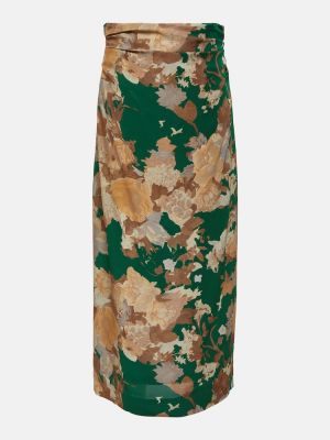 Midi suknja s cvjetnim printom Dries Van Noten zelena