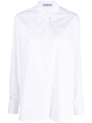 Haftowana koszula bawełniana Prada biała