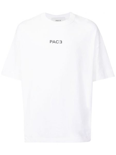 Raštuotas medvilninis marškinėliai Pace balta