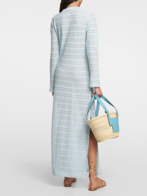 Čipkované pletené šnurovacie midi šaty Melissa Odabash modrá