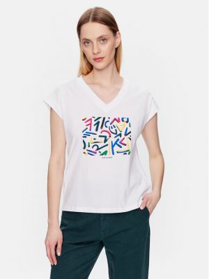 T-shirt à motifs abstraits Volcano blanc