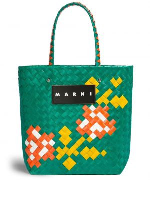 Geflochtene shopper handtasche Marni Market grün