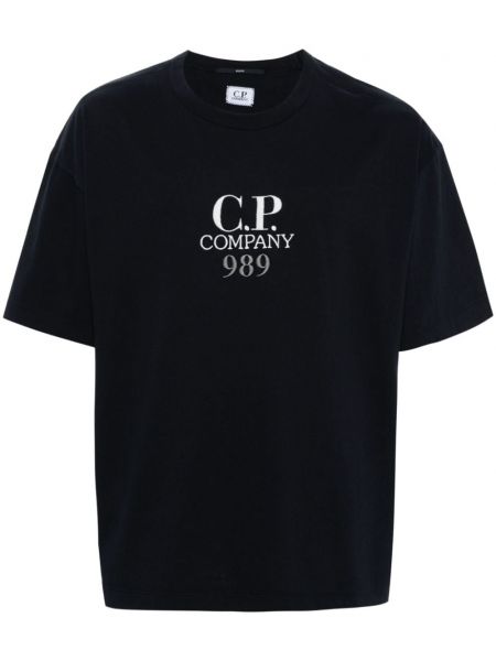 Bavlněné tričko s výšivkou C.p. Company černé
