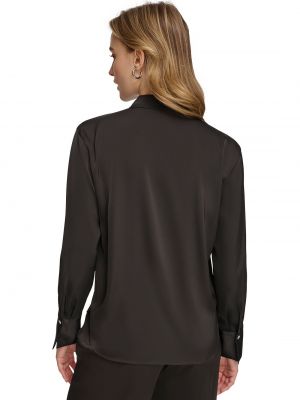 Блузка с v-образным вырезом с длинным рукавом Calvin Klein черная