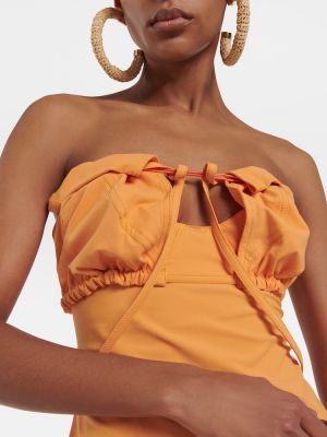 Βαμβακερή μίντι φόρεμα Jacquemus πορτοκαλί