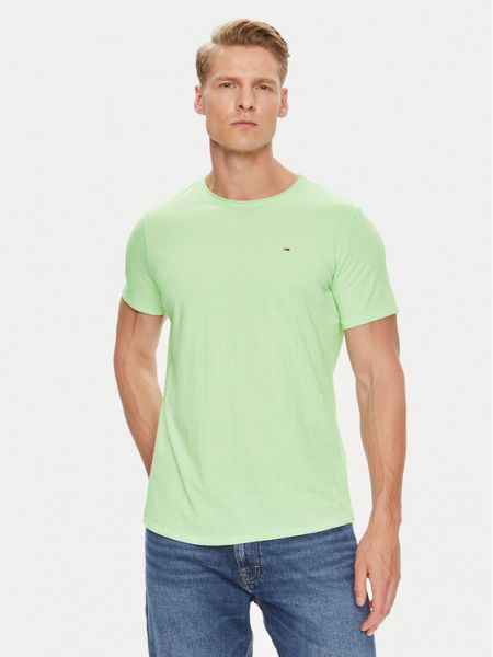 Тениска slim Tommy Jeans зелено