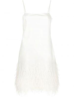 Mini-abito a vita alta di pelle con piume Polo Ralph Lauren bianco