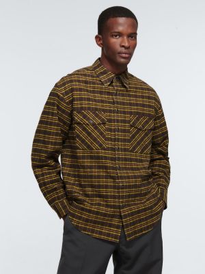 Camisa de seda de algodón a cuadros Auralee marrón