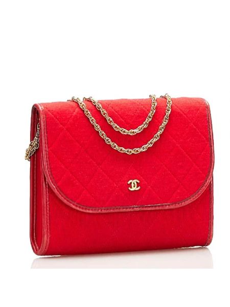 Bolso cruzado de algodón retro Chanel Vintage rojo