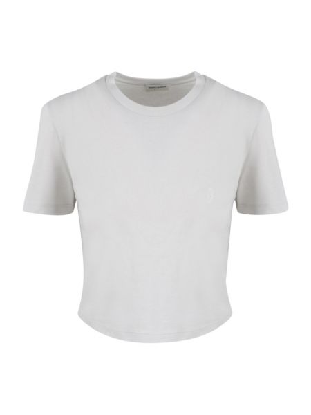 T-shirt z haftem Saint Laurent, biały