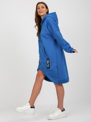 Asimetriškas medvilninis džemperis Fashionhunters mėlyna