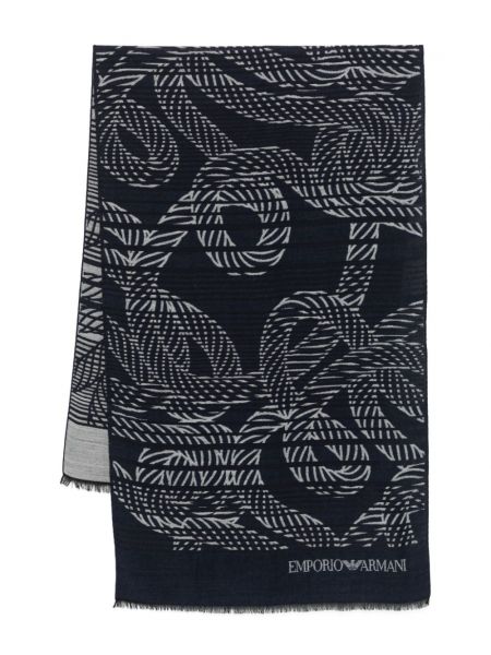 Jacquard tørklæde Emporio Armani blå