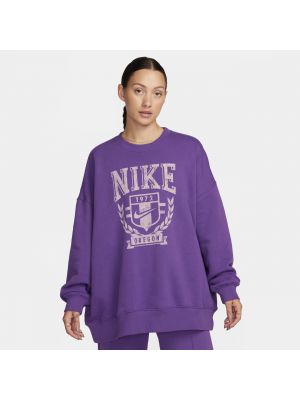 Oversize fleece hoodie mit rundem ausschnitt Nike lila