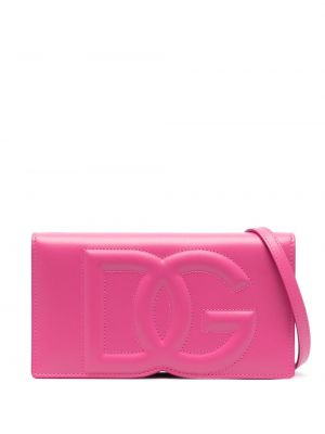 Кожени чанта през рамо Dolce & Gabbana розово