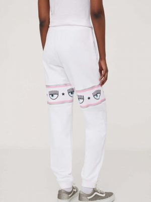 Bavlněné sportovní kalhoty s potiskem Chiara Ferragni bílé