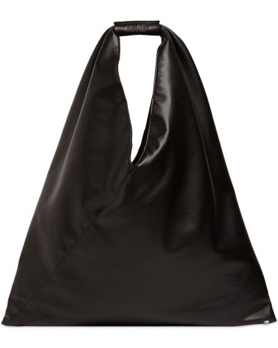 Kožená shopper kabelka z imitace kůže Mm6 Maison Margiela černá