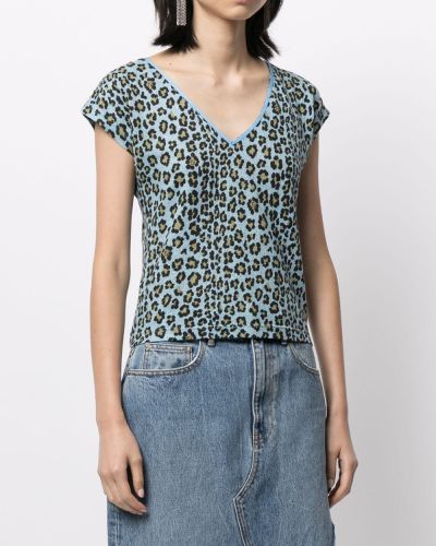Leopardí tričko s potiskem s výstřihem do v Fendi Pre-owned